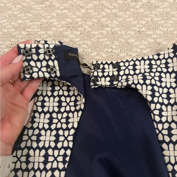 Banana Republic Navy and White Patterned Mini Dress - Picture 14 of 16